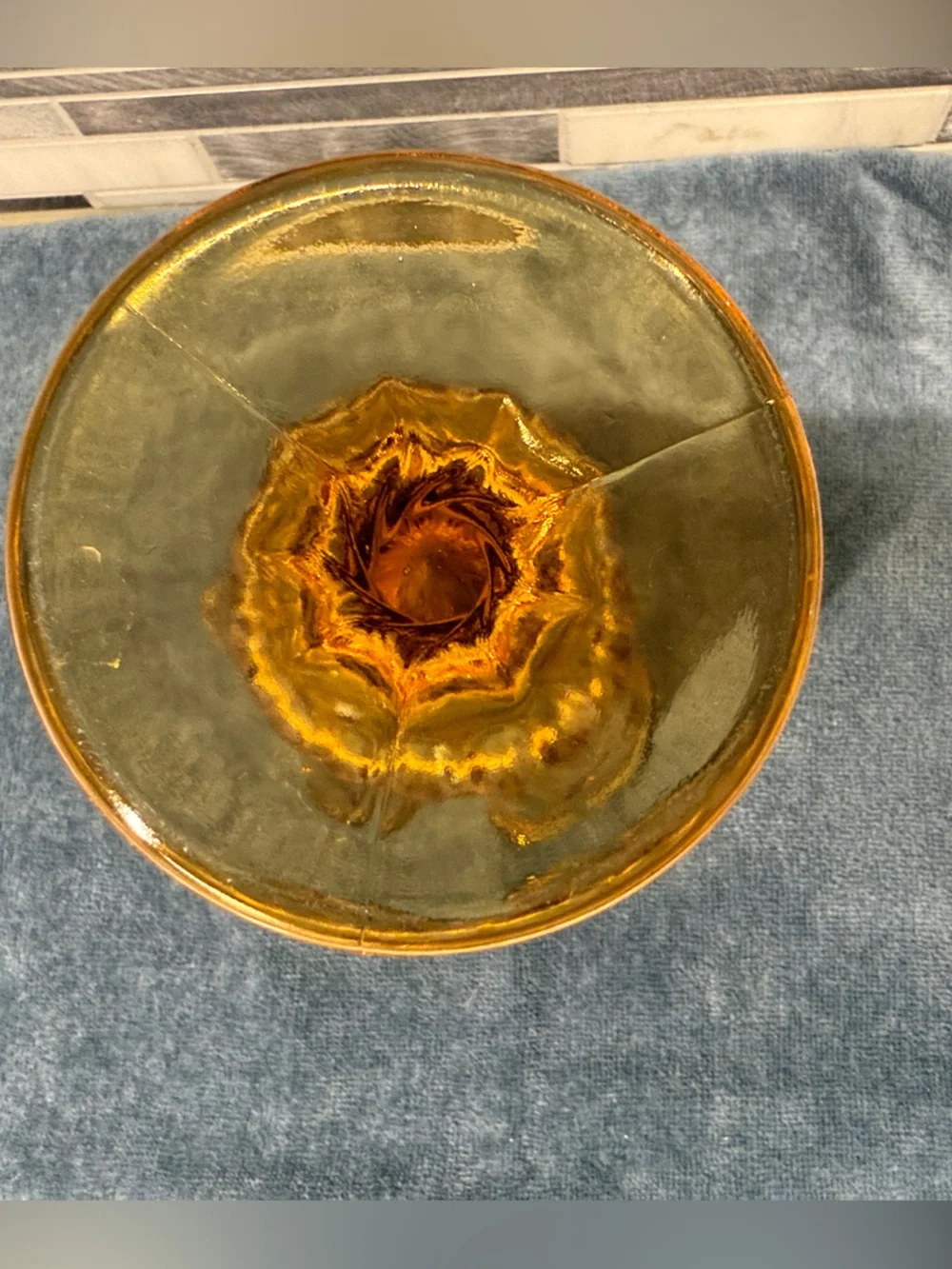 Fenton Ruffled Amber Pedestal Art Glass Vase